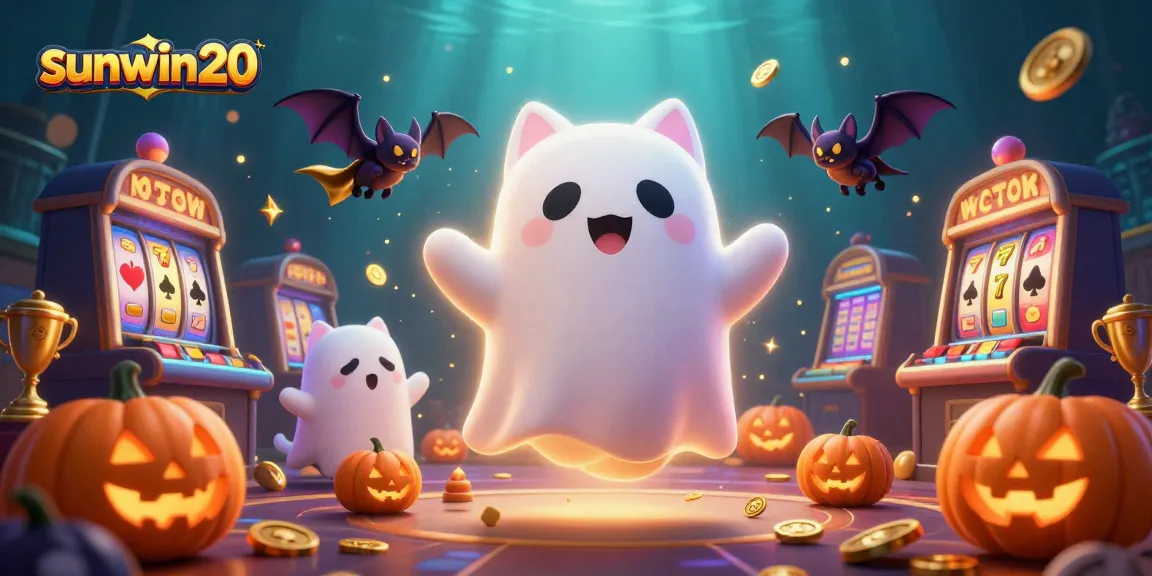 Experience thrilling games at sunwin20 with a friendly ghost cat and vampire bat in a haunted casino!