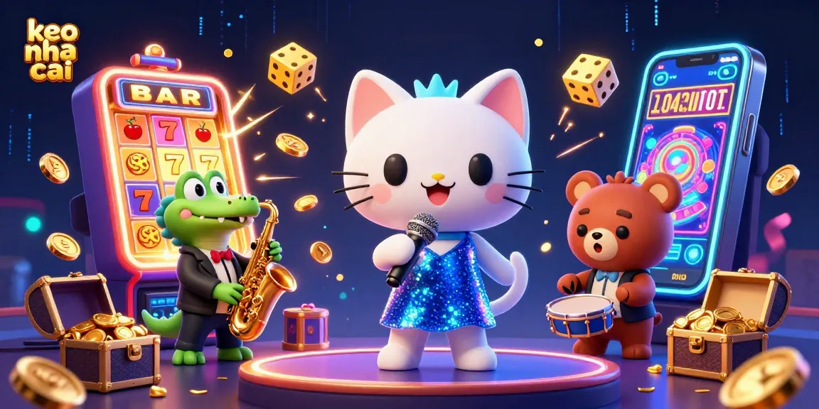 Engage in thrilling gaming action with keo nha cai's vibrant casino illustration featuring lively characters and rich visuals.