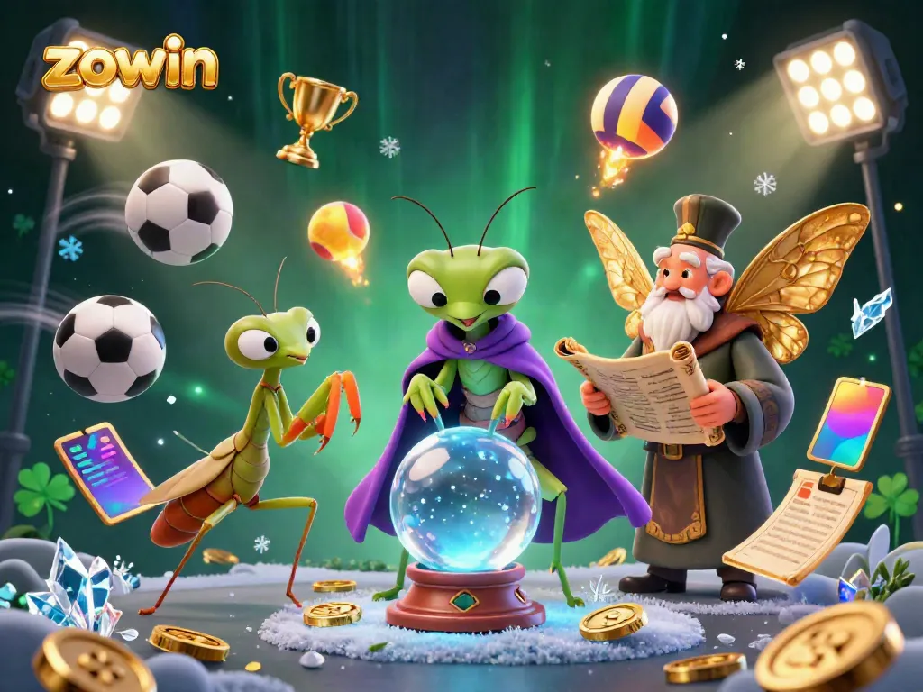 Experience thrilling casino moments with zowin featuring a mystical scene of fortune tellers and sports betting.