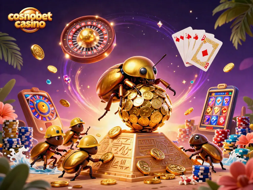 Spin to win at cosmobet casino with this vibrant 3D illustration of fortune and fun!