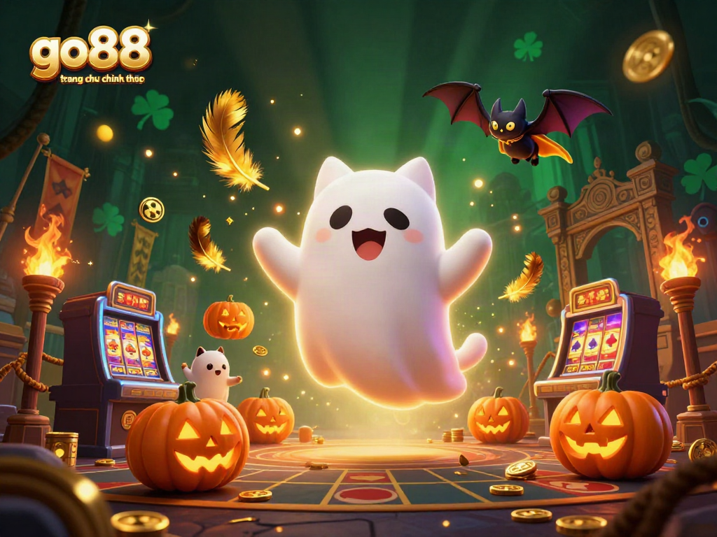 Engage with go88 trang chu chinh thuc in an immersive haunted casino scene featuring a ghost cat and vibrant elements.