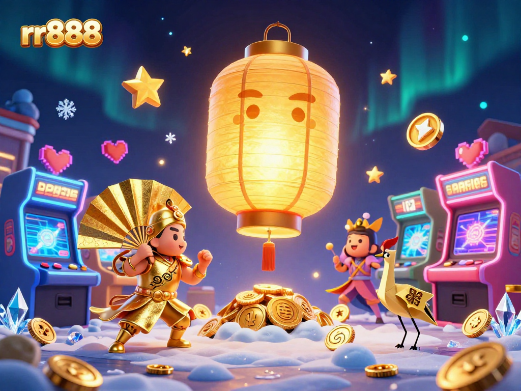 Engage in winning strategies with rr888 in this vibrant casino gaming scene showcasing fun characters and elements.