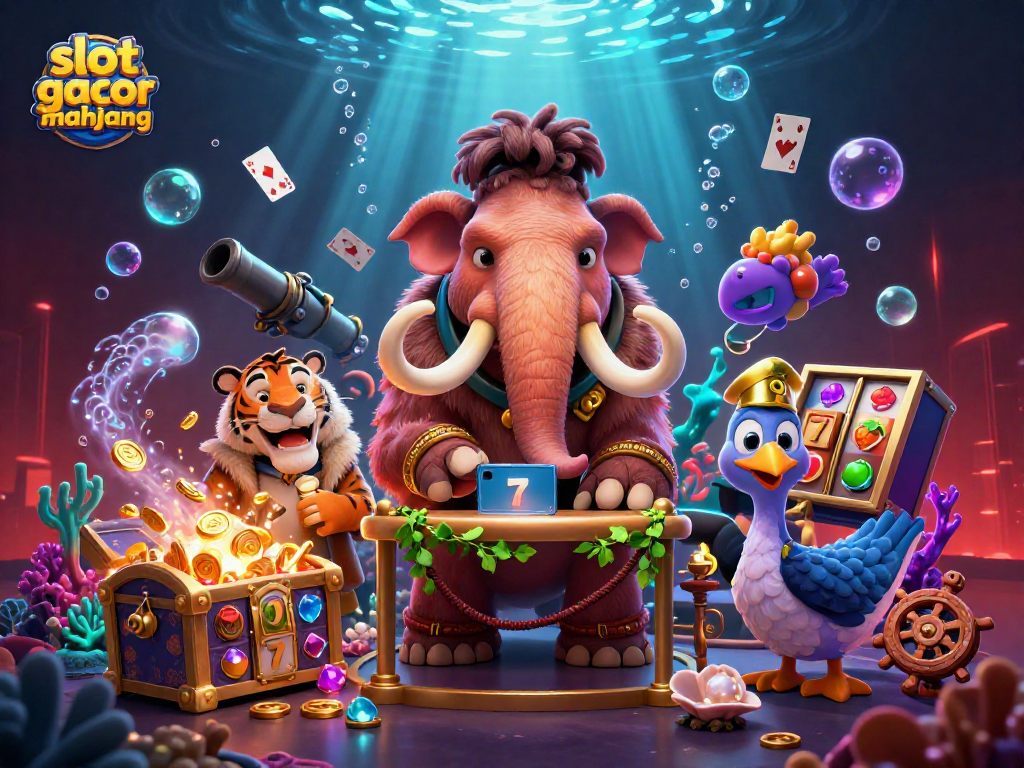 Spin the reels and win with slot gacor mahjong in this vibrant casino-themed 3D illustration.