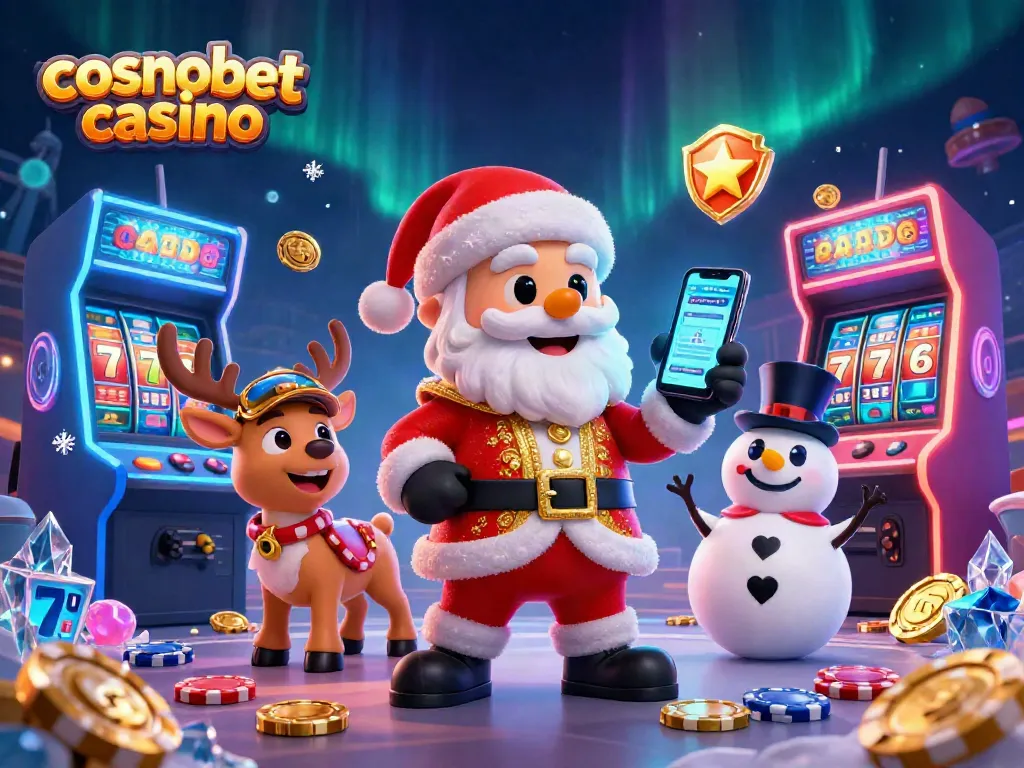 Play vibrant games at Cosmobet Casino with Santa and friends celebrating the holiday spirit.